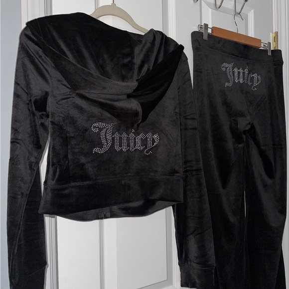 Juicy Couture Black Track Pants and Cropped Hoodie Set - Picture 3 of 7